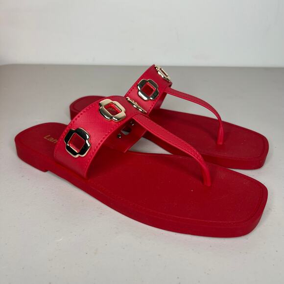 Larroude Red Jelly Thong Milan Sandals Size 8/9 - Picture 5 of 8